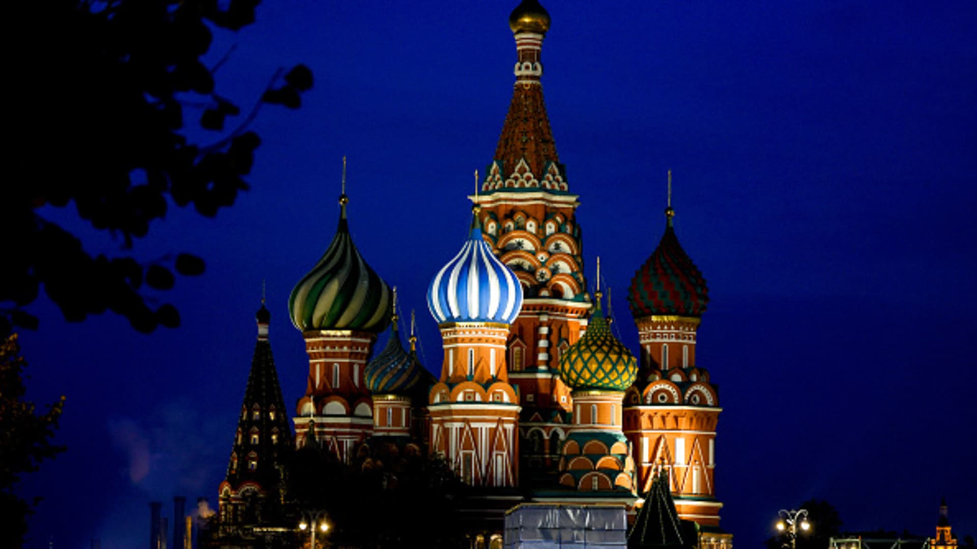 A view of Cathedral of St. Basil the Blessed at night in Moscow, Russia on October 27, 2022.