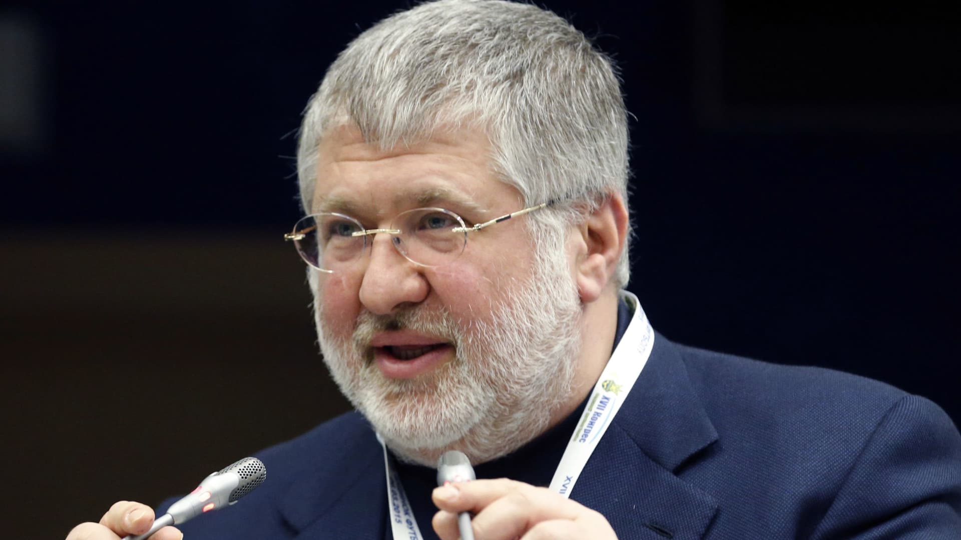 A picture taken on March 2015 by Unian agency shows Ukrainian billionaire Igor Kolomoisky speaking during the Ukrainian Football Federation session in Kiev. Ukraine's president has dismissed Igor Kolomoisky, one of the country's most controversial tycoons from his regional governor's post, his office said on March 25, 2015.