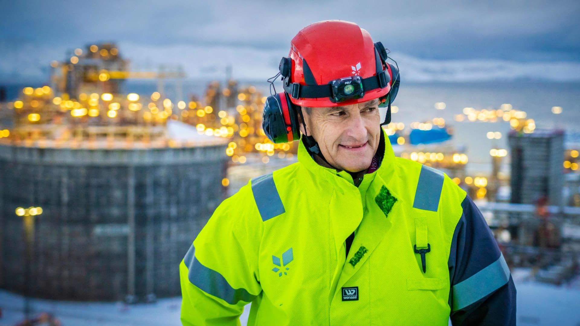 Prime Minister Jonas Gahr Stoere visits Equinor's LNG facility in Melkoeya, outside Hammerfest, on January 31, 2023.