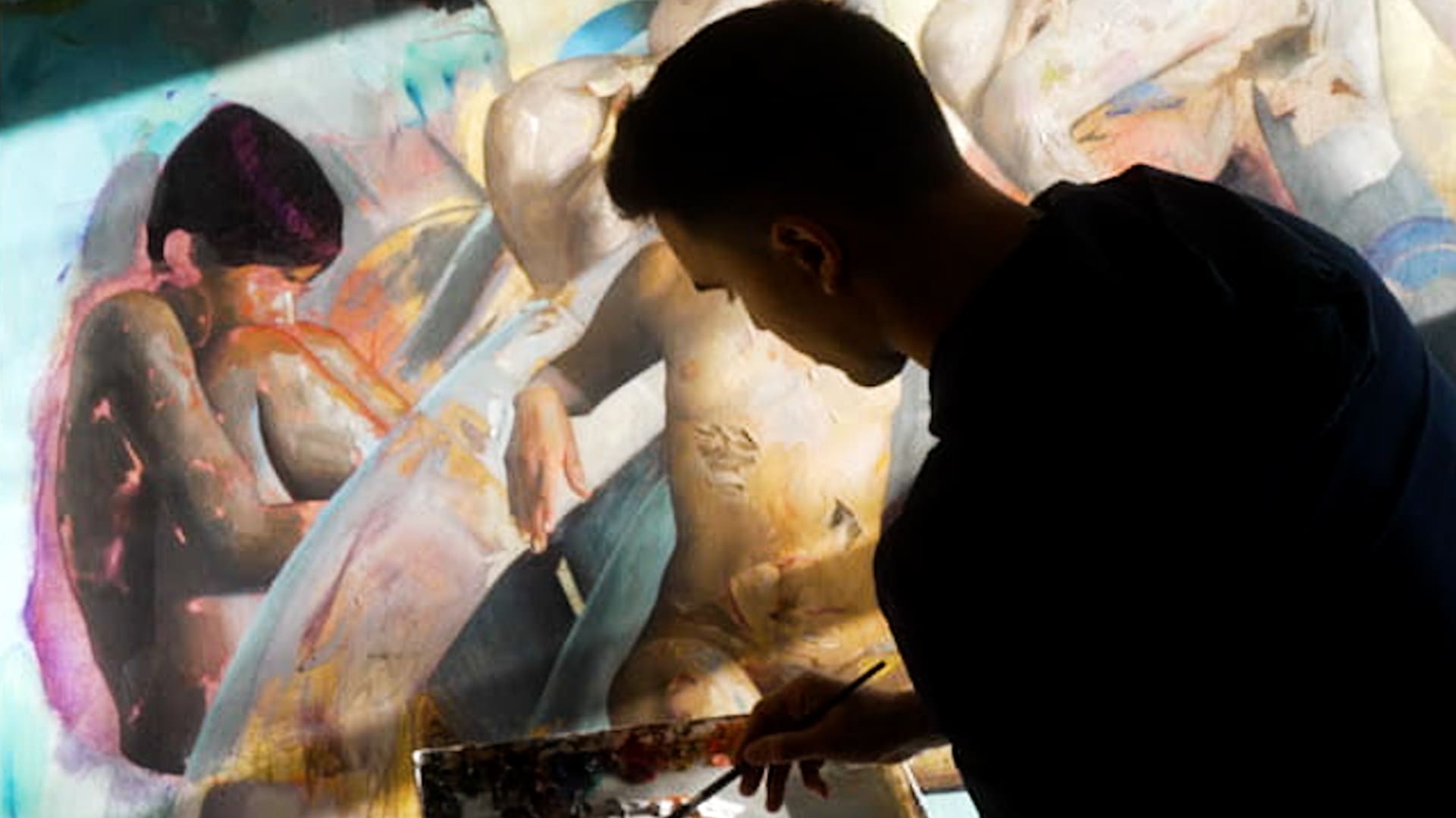 Lucas Bononi working on a painting.