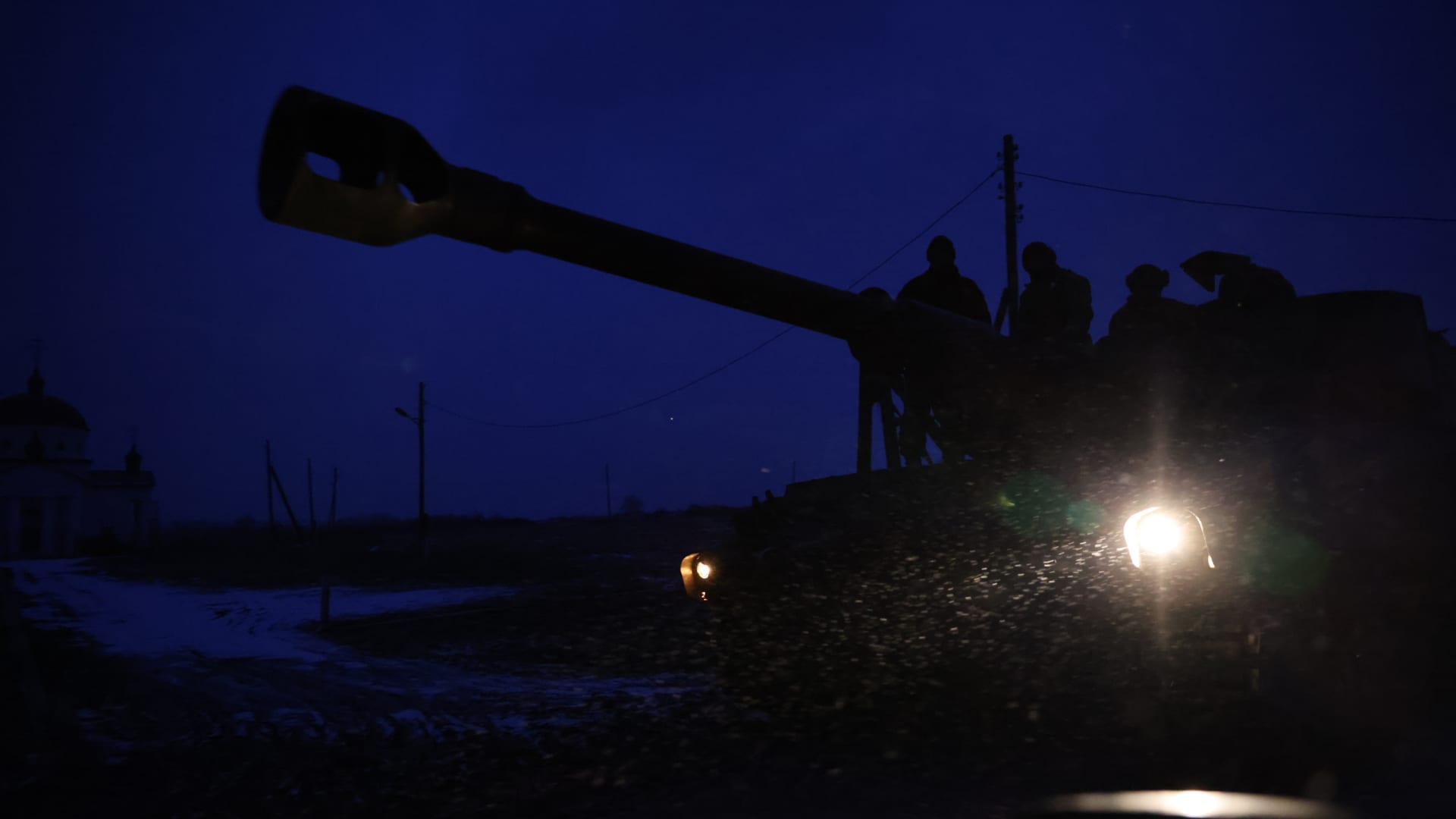 Soldiers on a tank in Bakhmut, Ukraine, on Feb. 6, 2023.