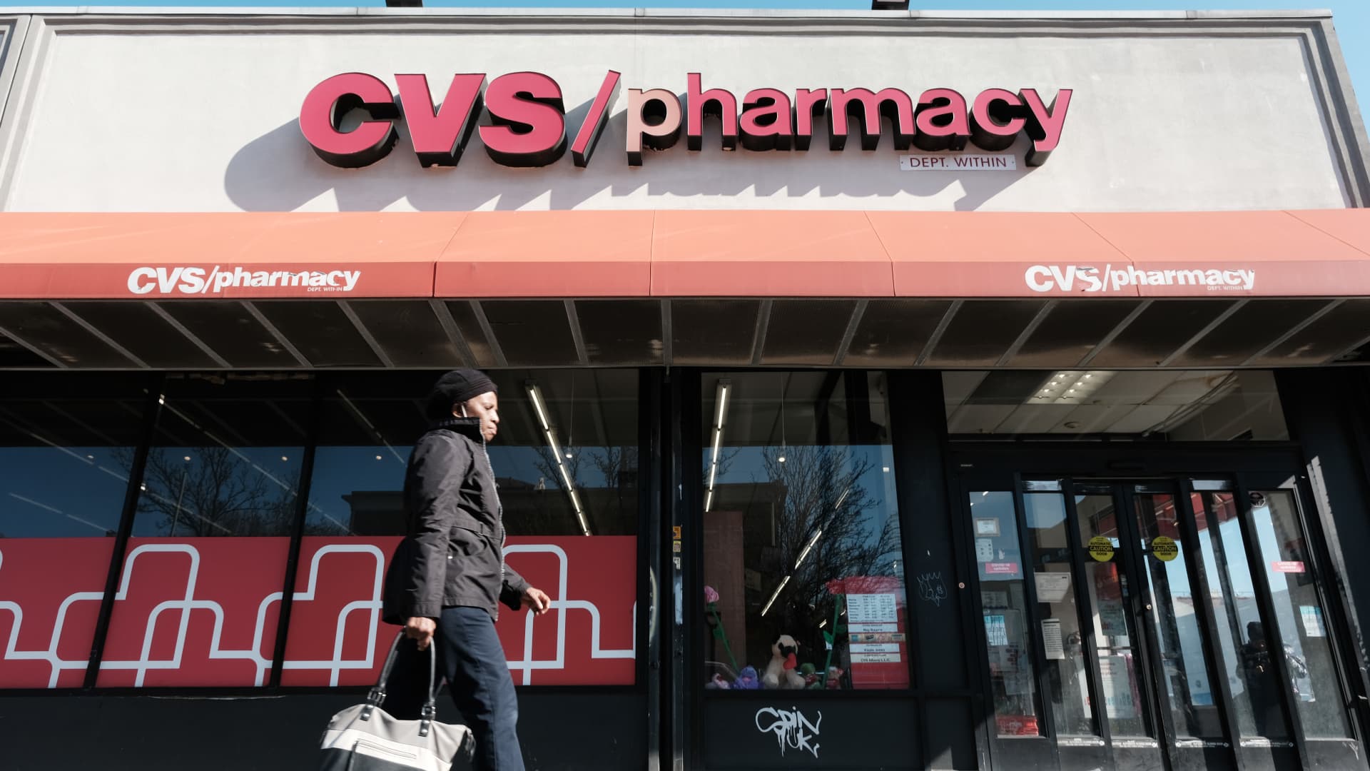 A CVS pharmacy stands in a Brooklyn neighborhood on February 08, 2023 in New York City.