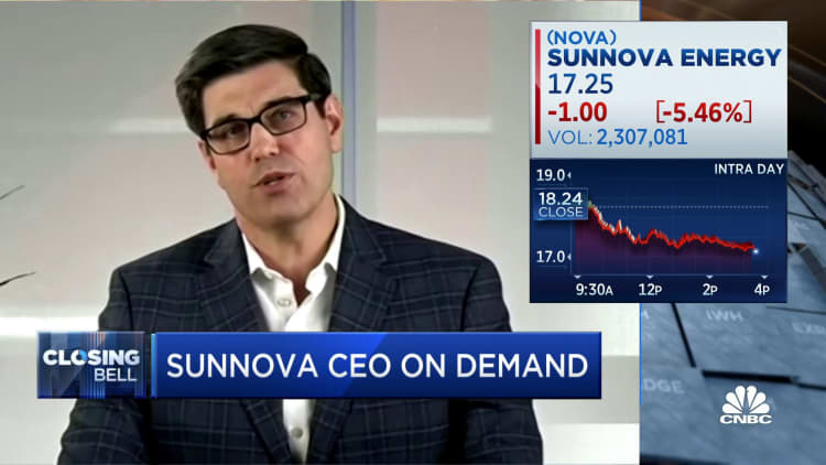 Growing EV demand drives more homeowners to convert to solar power, says Sunnova CEO