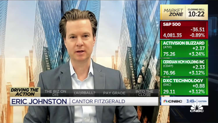 Historical data shows when labor peaks, a recession is imminent, says Cantor Fitzgerald's Eric Johnston