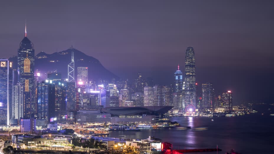 Puerto Victoria y Distrito Financiero Central, Hong Kong, China.
