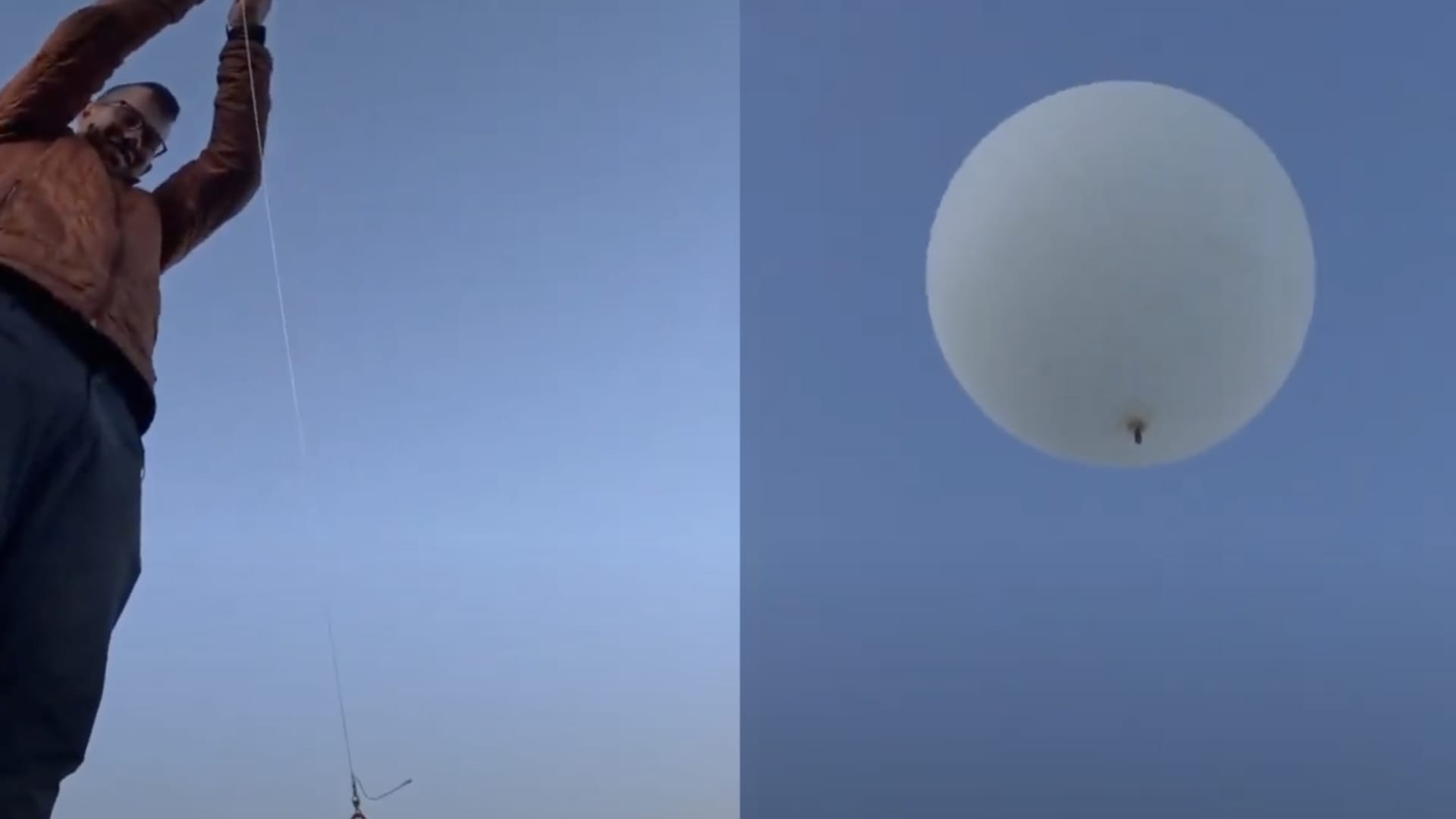 Make Sunsets launching a weather balloon filled with sulfur dioxide and helium into the air in Nevada.