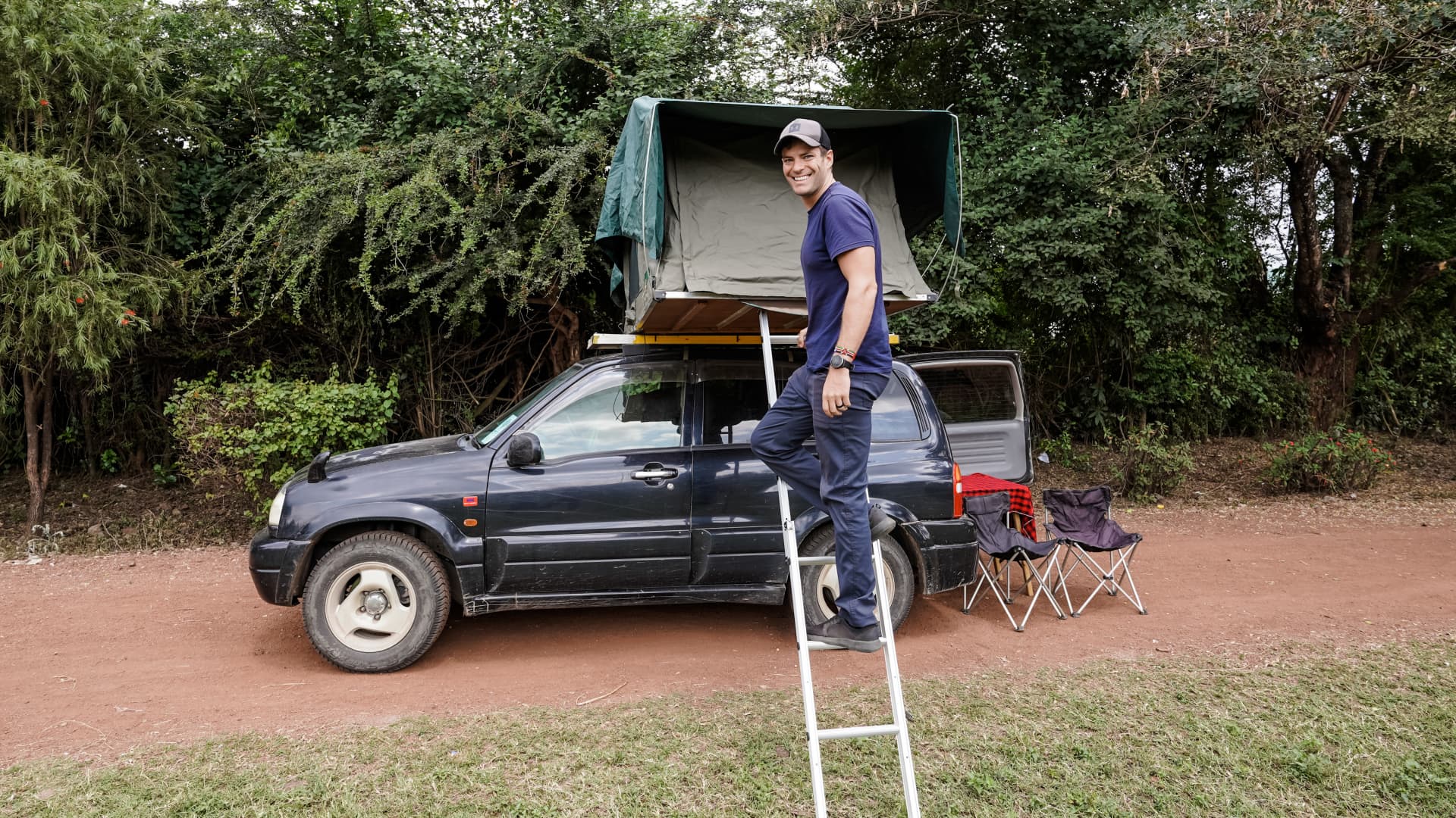 Hudson and Emily Crider camping during their self-drive safari in the Serengeti in Tanzania.