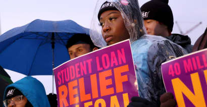 Student loan borrowers camp out at Supreme Court, praise Biden forgiveness plan