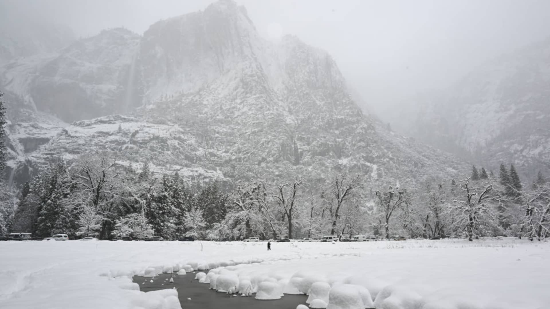 Snow blankets Yosemite National Park in California, United States on February 23, 2023 as winter storm alerted in California.