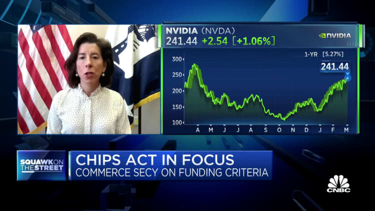U.S. Sec.  Gina Raimondo of Commerce on the CHIPS Act: This is not a blank check