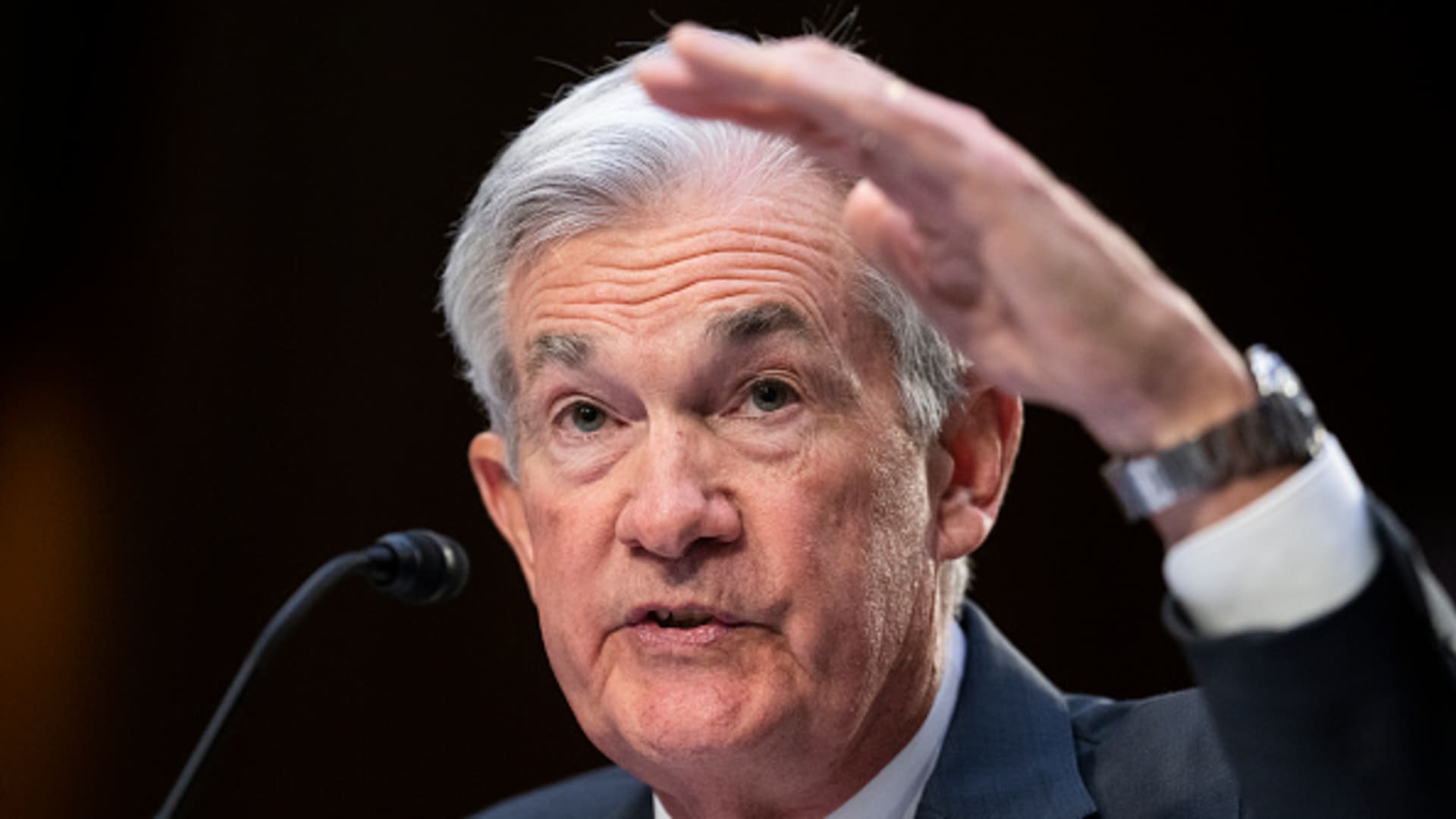 Federal Reserve Chairman Jerome Powell testifies during the Senate Banking, Housing, and Urban Affairs Committee hearing titled The Semiannual Monetary Policy Report to the Congress, in Hart Building on Tuesday, March 7, 2023.