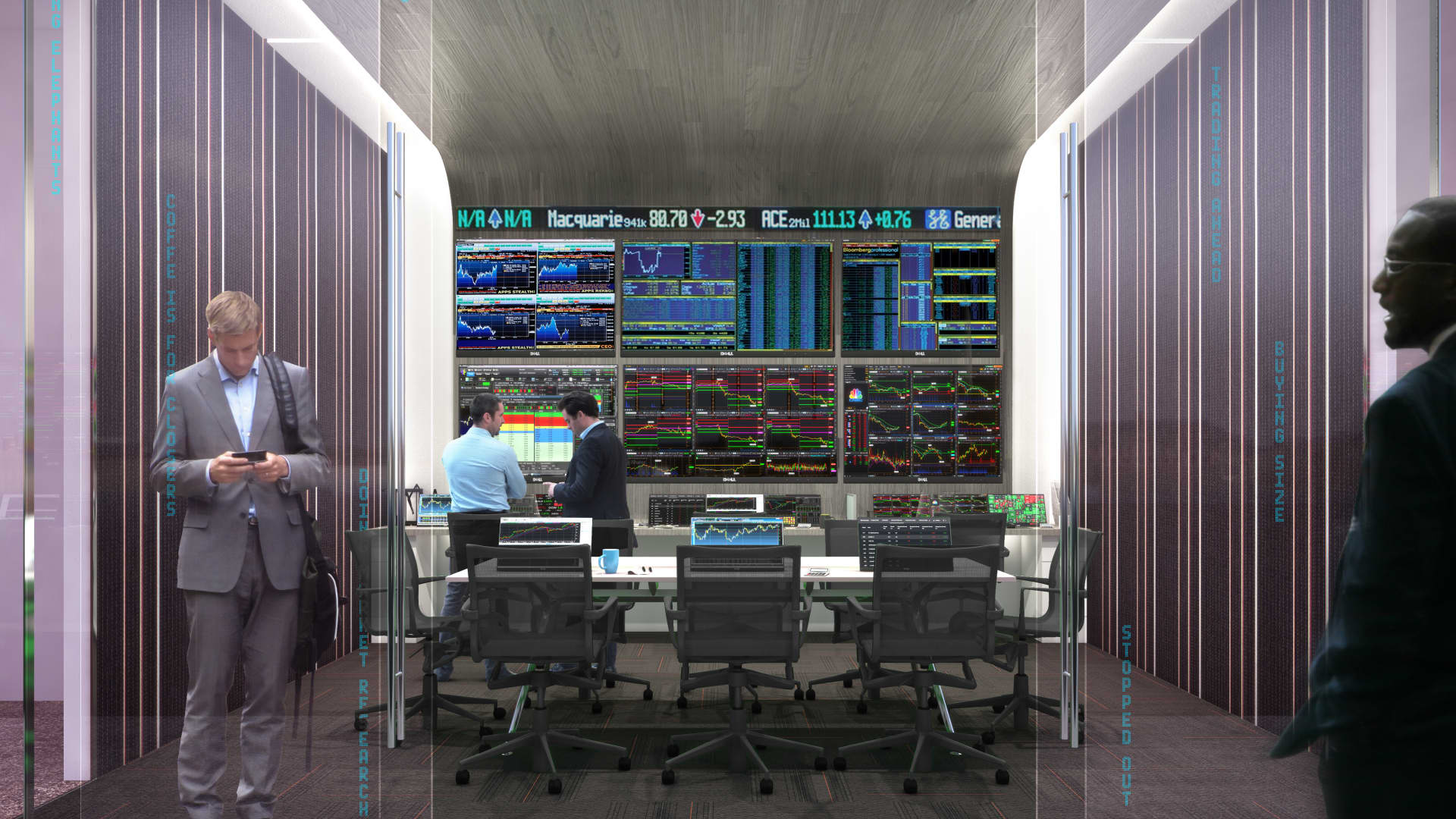 An image depicitng Aqualina's so-called Wall Street Trader's room.