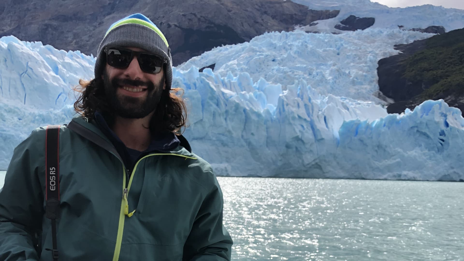 The author in Argentinian Patagonia in February 2023. Here, the Spegazzini Glacier cascades into Lago Argentino, the third largest lake in South America.