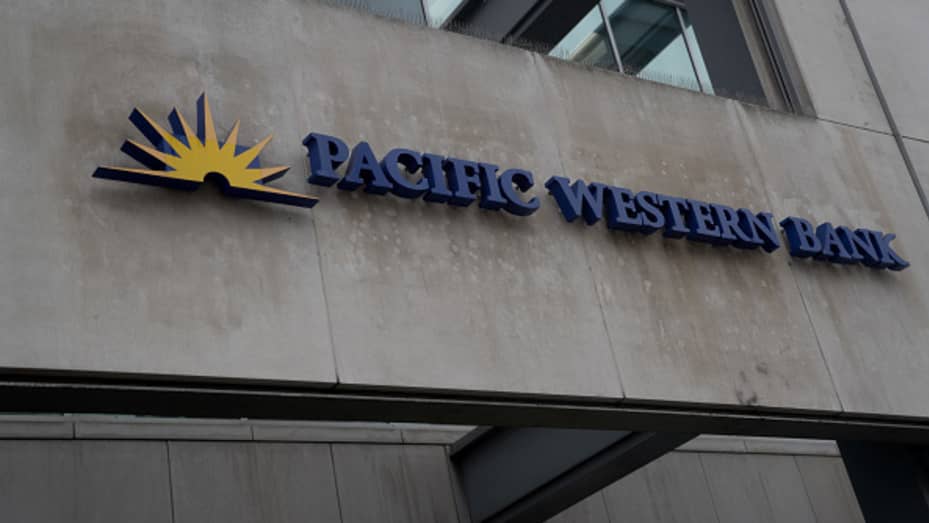 A Pacific Western Bank branch in Los Angeles, California, US, on Friday, March 10, 2023.