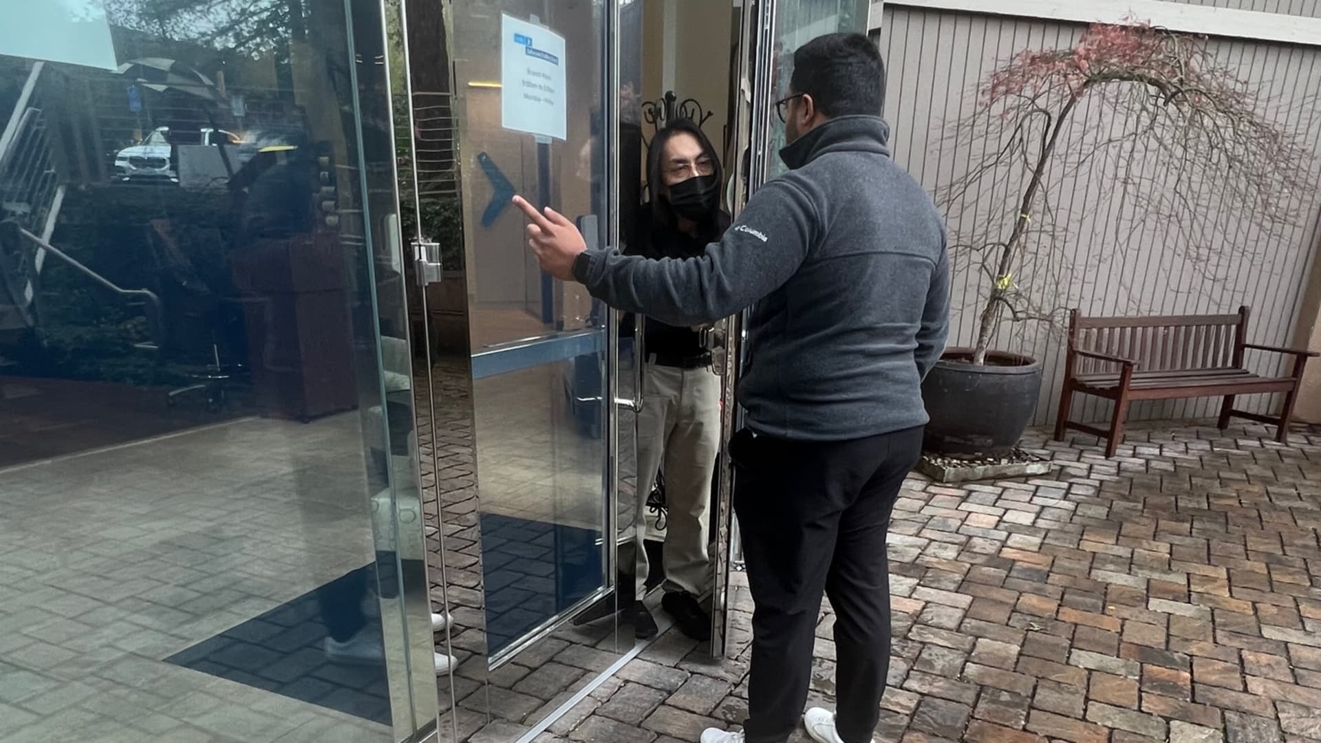 SVB clients knocked on the locked entrance doors of the Menlo Park office in hopes of getting the attention of a security guard or representative.