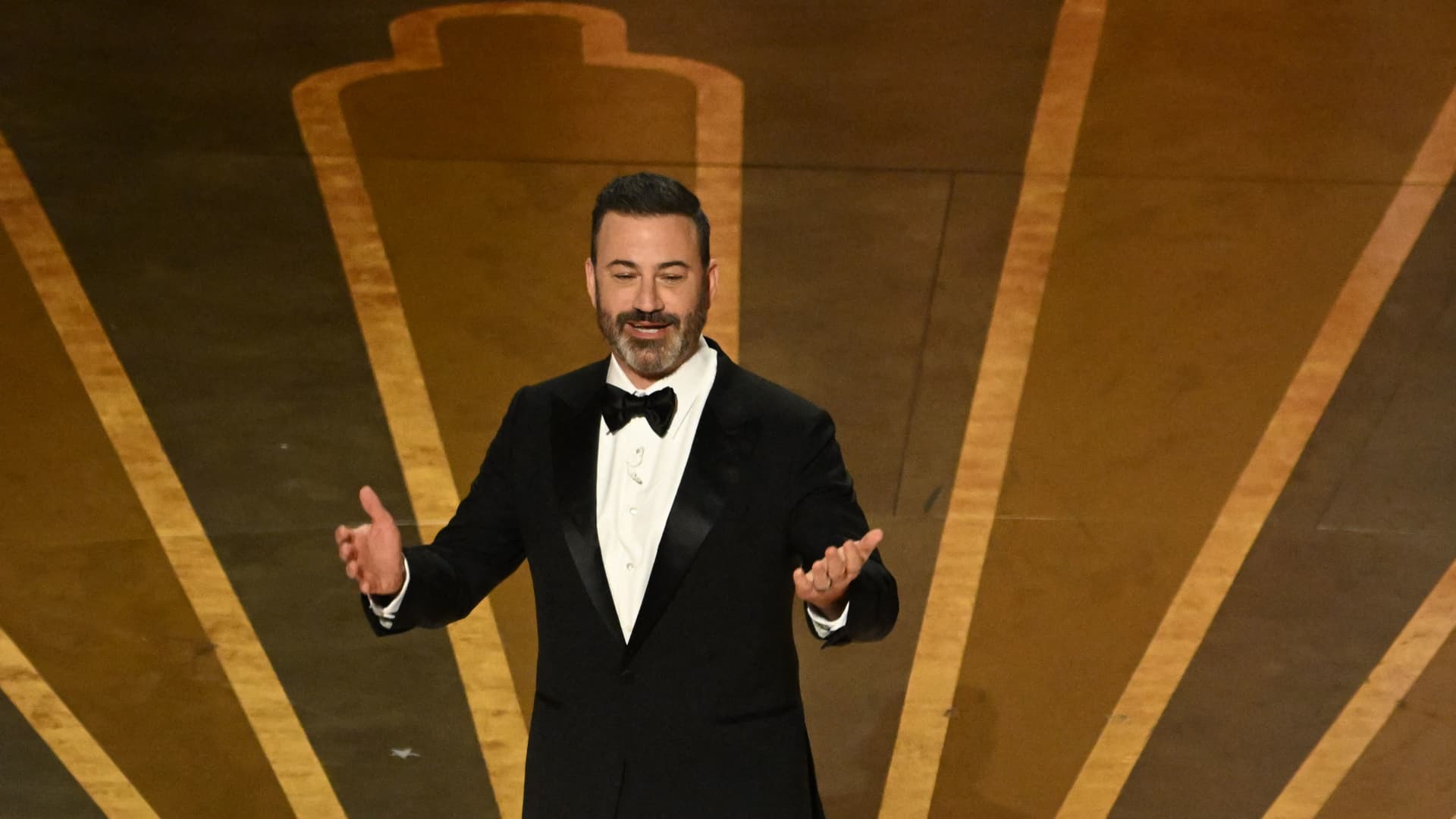 TV host Jimmy Kimmel speaks onstage during the 95th Annual Academy Awards at the Dolby Theatre in Hollywood, California on March 12, 2023.