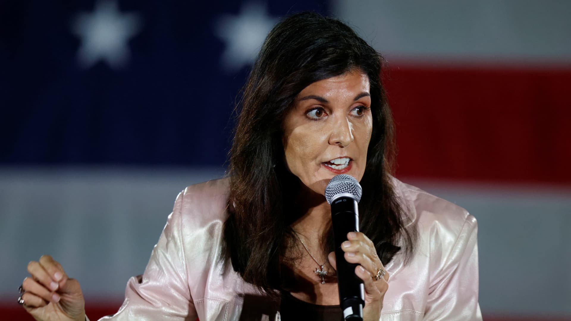 U.S. Republican presidential candidate Nikki Haley, former governor of South Carolina and former ambassador to the United Nations, holds a rally in Myrtle Beach, South Carolina, U.S. March 13, 2023. 