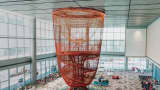 The "Chandelier" is a 16-meter tall play structure that children can climb on in Changi Airport's Terminal 4.