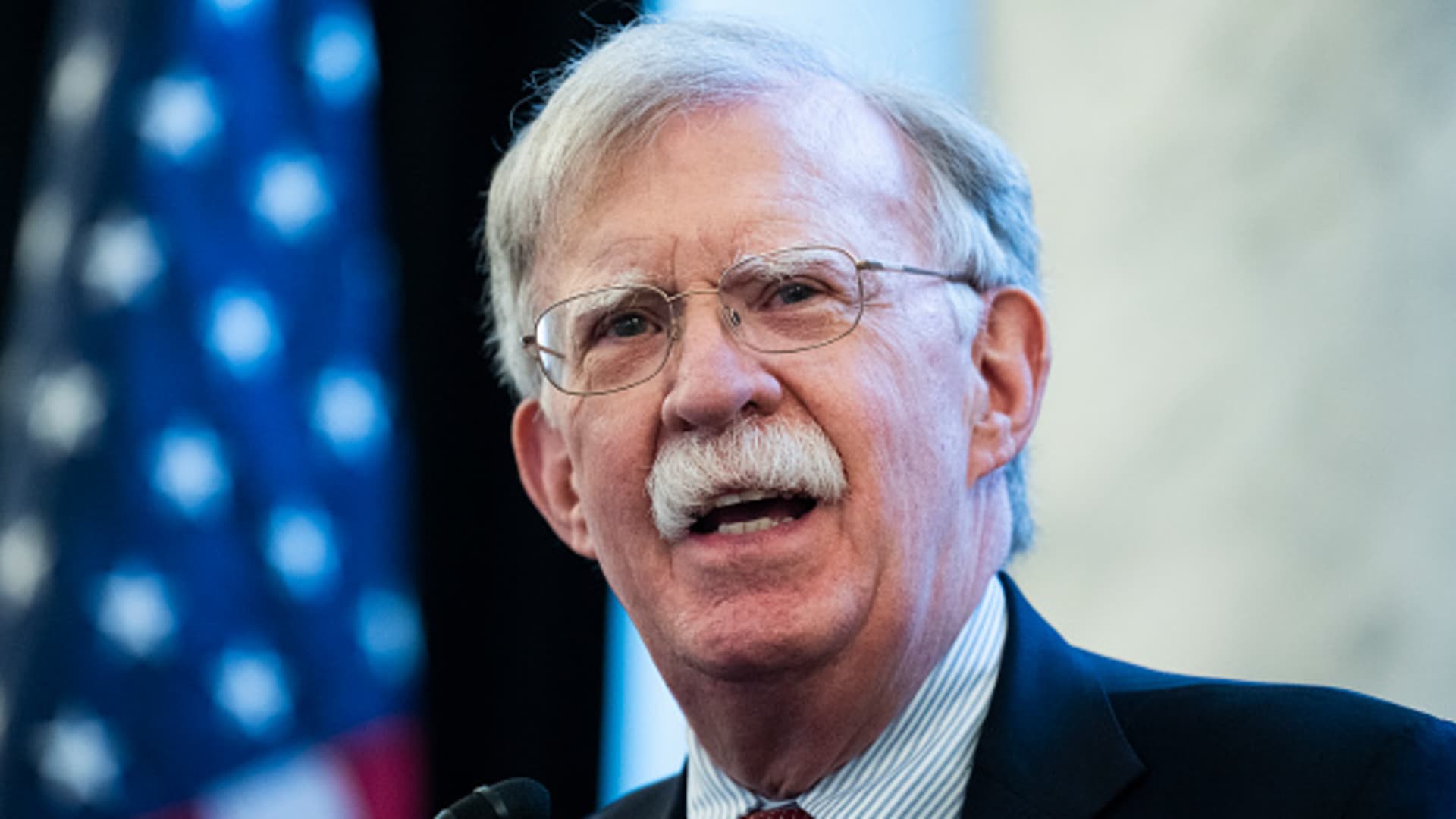 John Bolton, former national security advisor, speaks during a Senate briefing hosted by the Organization of Iranian American Communities to discuss U.S. policy on Iran, in Washington, D.C., March 16, 2023.
