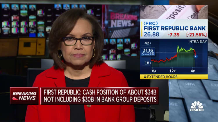 First Republic Bank: Cash position of about $34B, not including $30B in bank group deposits