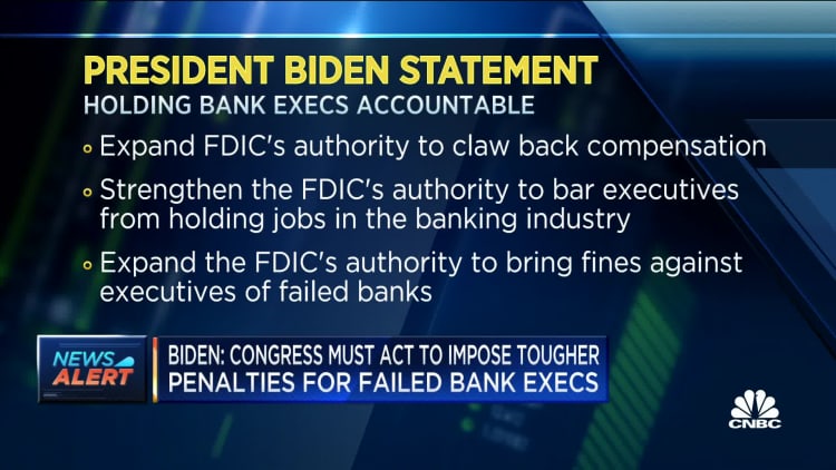 Biden calls on congress to hold bank executives responsible