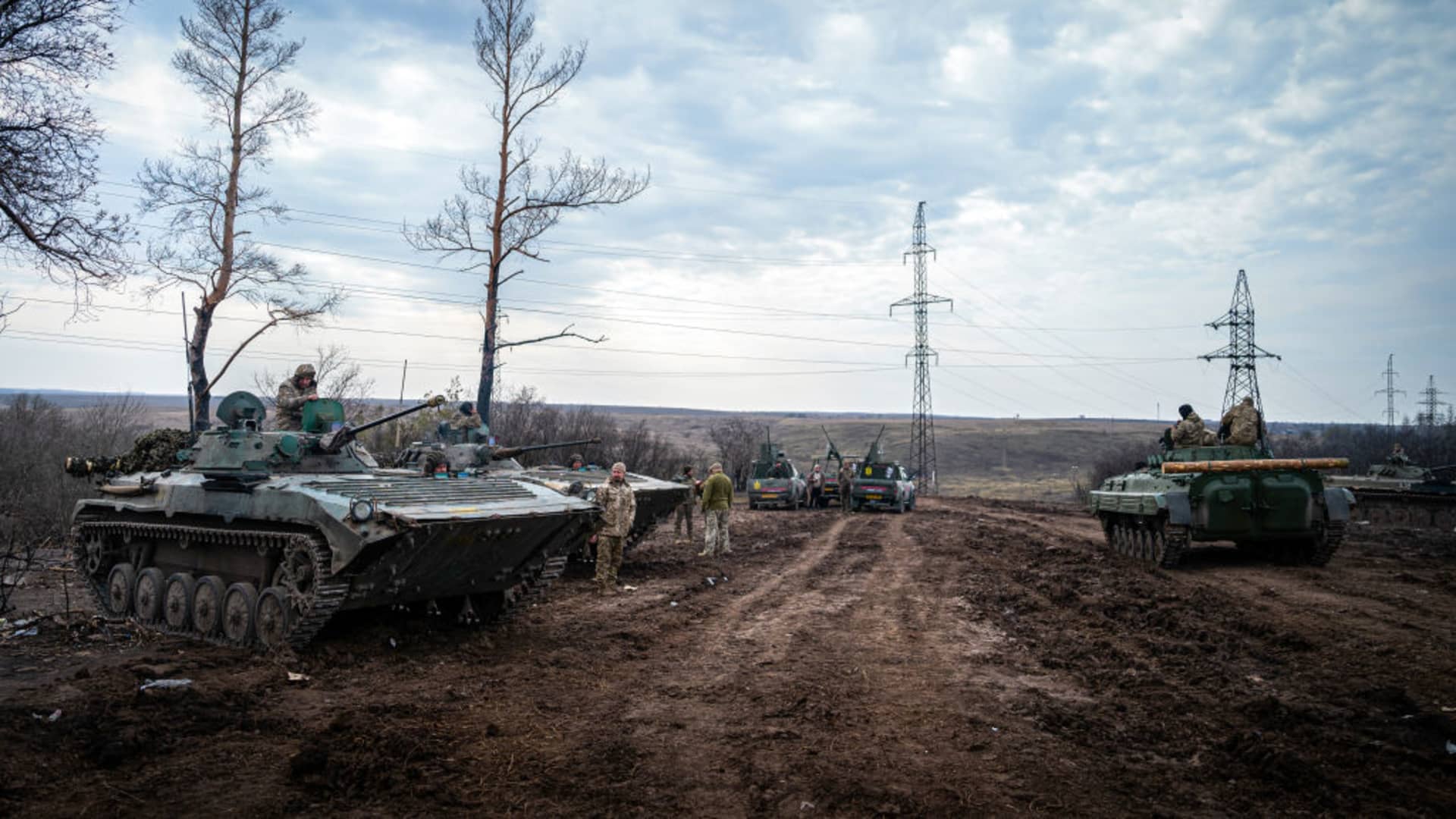 Ukrainian servicemen ride their tank at a firing range, Donetsk Oblast, Ukraine, March 15, 2023. 