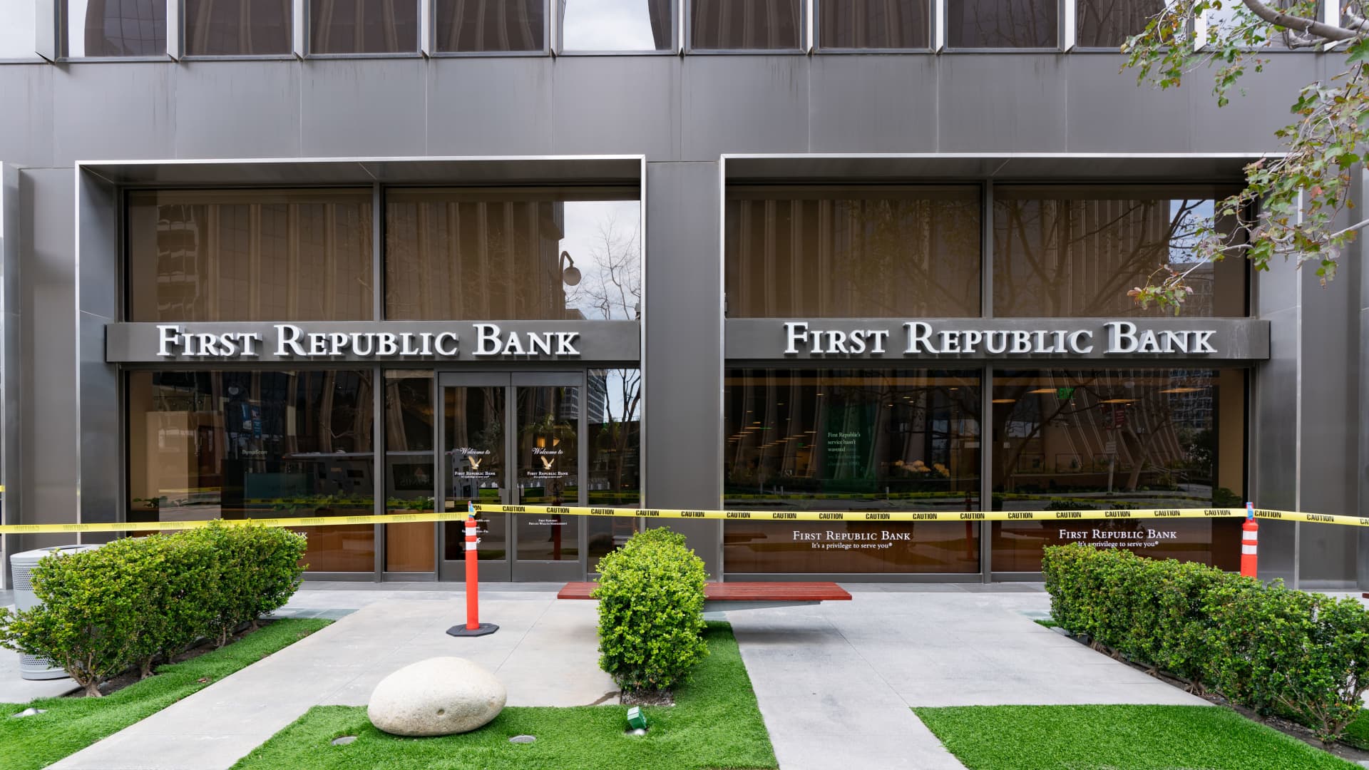 General view of First Republic Bank in Century City on March 17, 2023 in Century City, California.