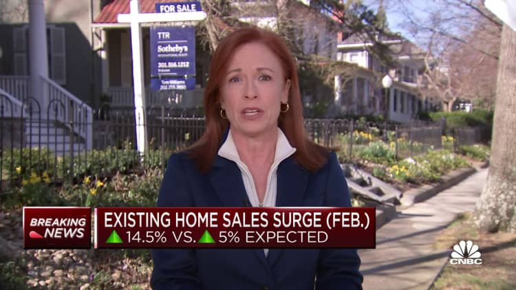 Existing home sales in February jump 14.5%