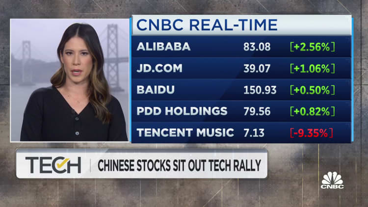 Chinese stocks sit out recent tech rally