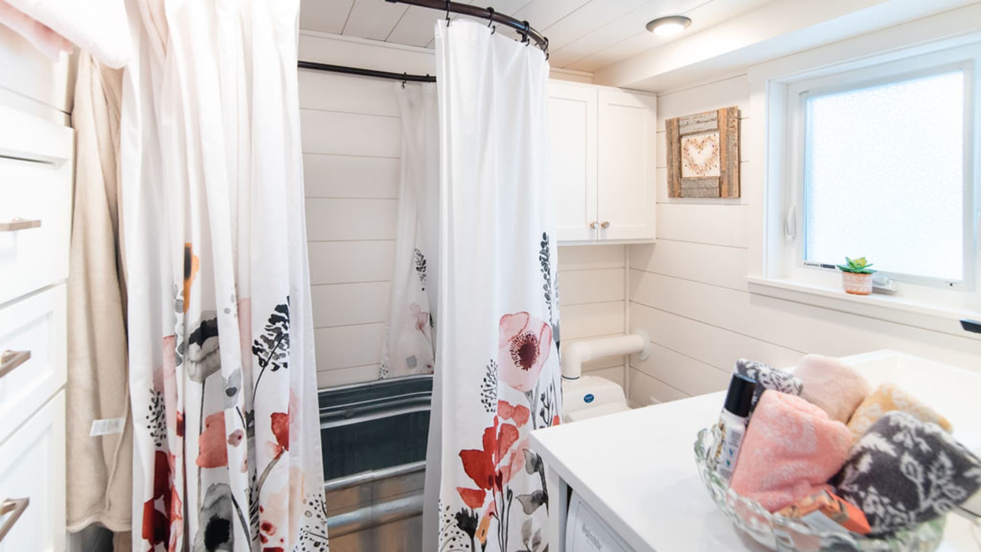 The soaker tub is one of my favorite parts of this tiny home.