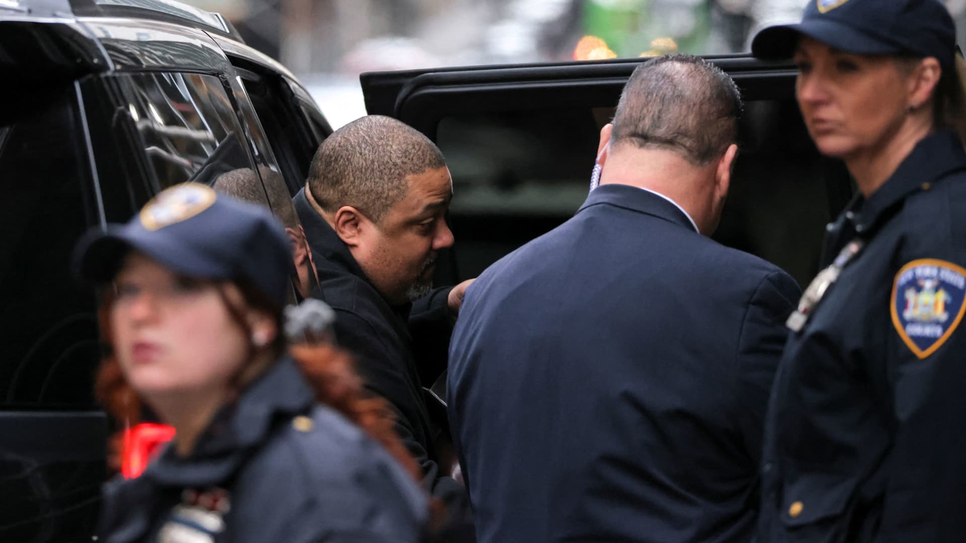 District Attorney Alvin Bragg arrives at the office of District Attorney, after a message was posted on the Truth Social account of former U.S. President Donald Trump stating that he had expected to be arrested, and called on his supporters to protest, in New York City, U.S. March 22, 2023. 