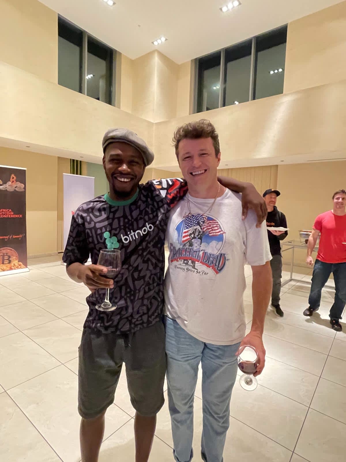 Bitnob CEO Bernard Parah and Cash App's crypto product lead, Miles Suter, at the Africa Bitcoin Conference in Accra, Ghana.