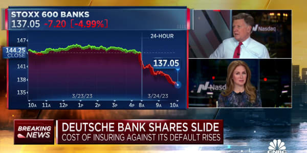 Deutsche Bank shares slide as cost of insuring against its default rises