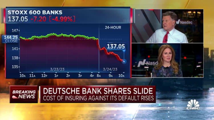Deutsche Bank shares slide as cost of insuring against its default rises