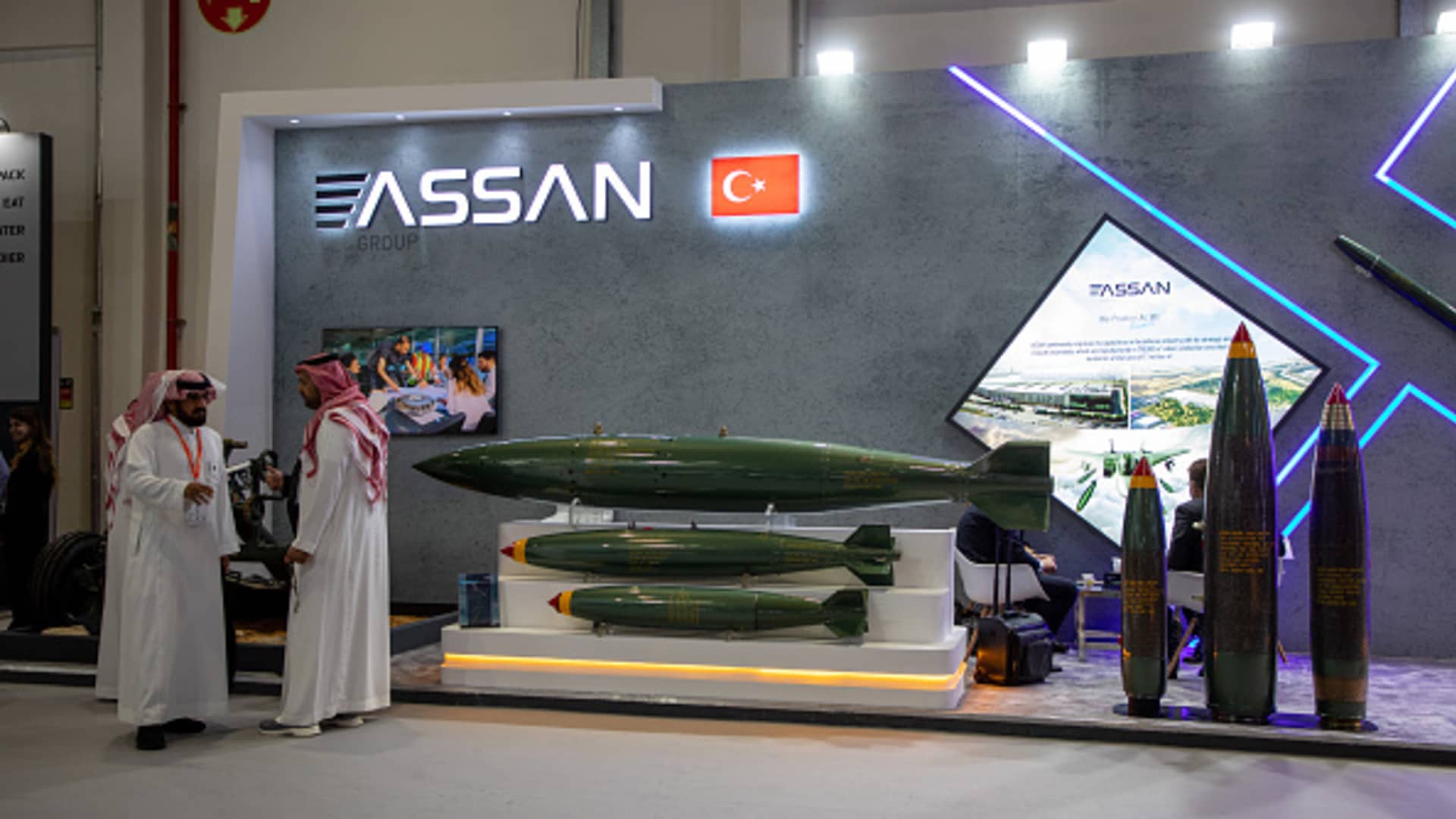 A view from the stand of Turkish ASSAV Defense Company at the 16th edition of International Defense Exhibition and Conference (IDEX) held in Abu Dhabi, United Arab Emirates, February 21 2023.