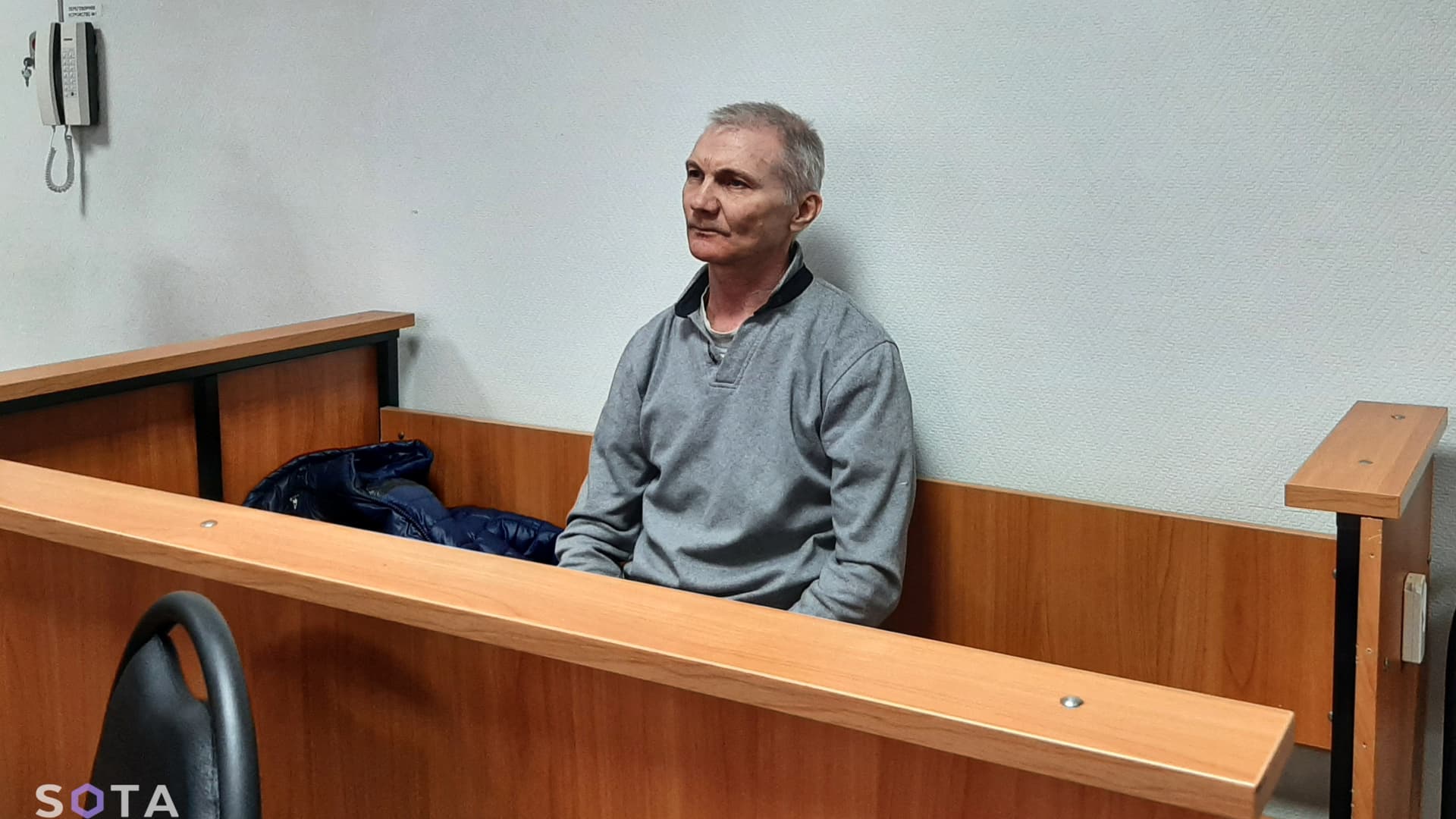 Russian citizen Alexei Moskalyov, who is accused of discrediting the country's armed forces in the course of Russia-Ukraine military conflict, attends a court hearing in the town of Yefremov in the Tula region, Russia, March 27, 2023.