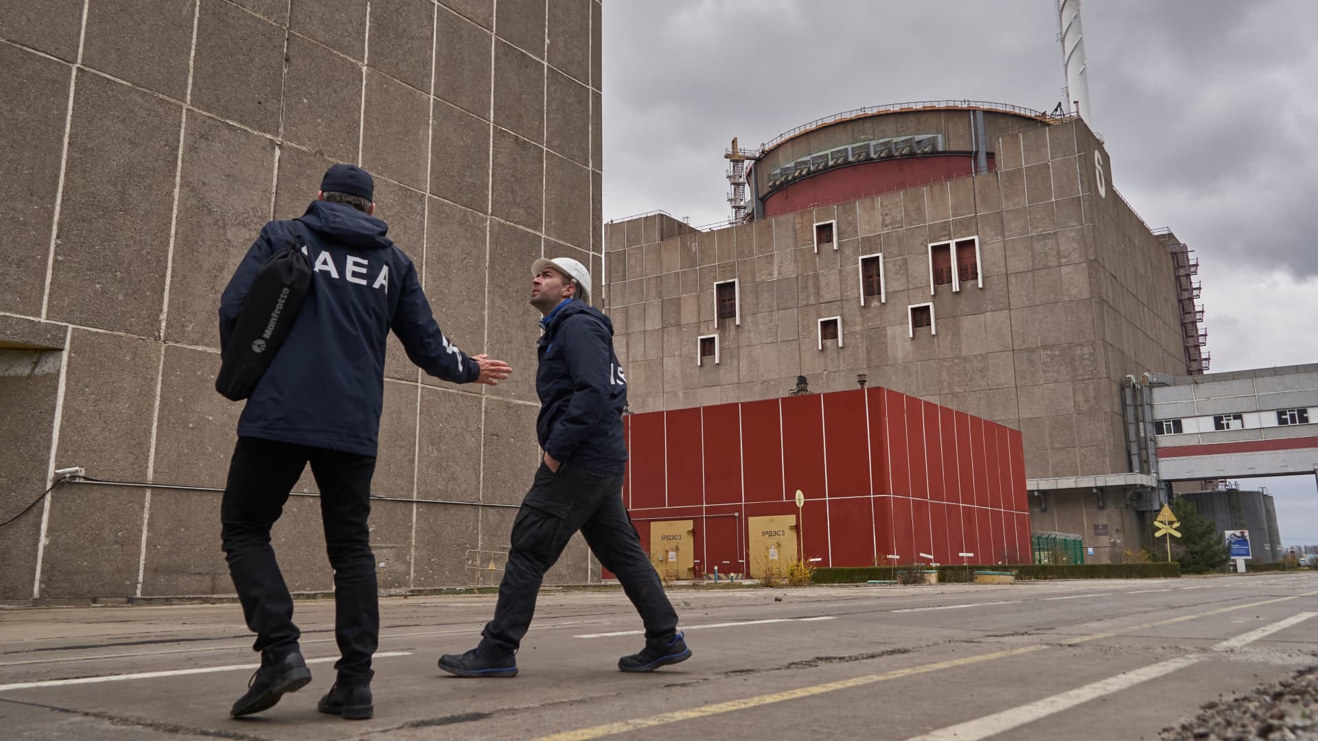 Members of the delegation of the International Atomic Energy Agency (IAEA) visit the Russian-controlled Zaporizhzhia nuclear power plant in southern Ukraine on March 29, 2023.