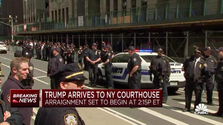 Donald Trump arrives at New York City courthouse for arraignment