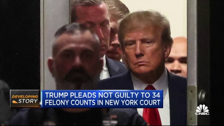 Trump pleads not guilty to 34 felony counts in New York indictment