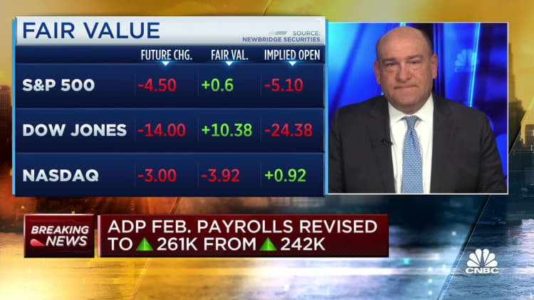 ADP March payrolls come in lower than expectations