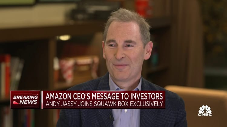 Watch CNBC's full interview with Amazon CEO Andy Jassy on message to investors, new AI tools and stock price