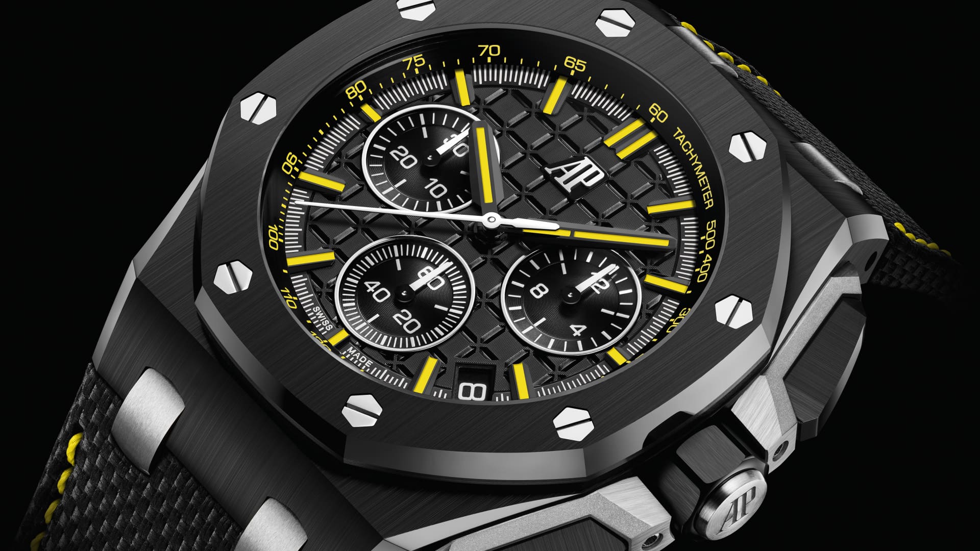 Audemars Piguet's Royal Oak Offshore Selfwinding Chronograph in black ceramic, celebrating the 30th anniversary of the collection.