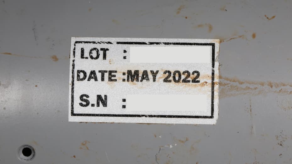 A date marking on a Qaem-5 munition, documented by Conflict Armament Research investigators.