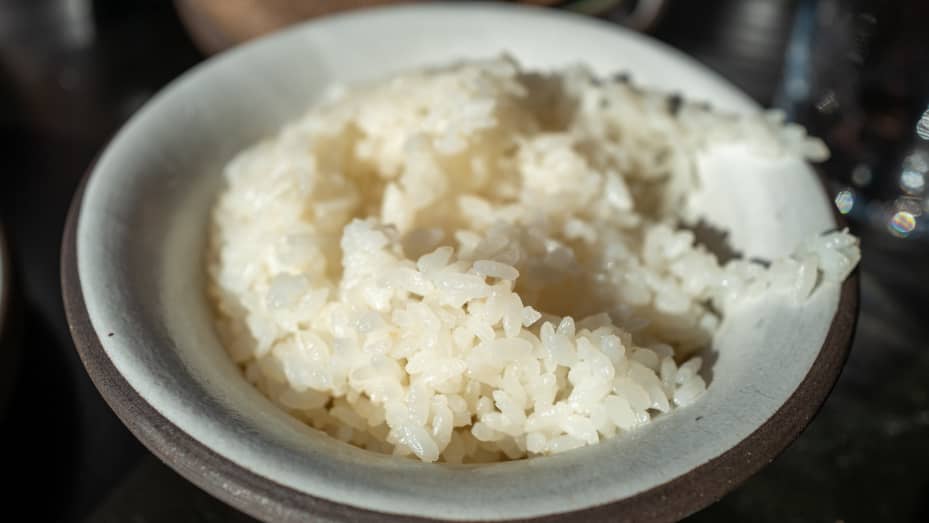Bowl of white rice at Bamboo Sushi restaurant in San Ramon, California, January 23, 2022. Photo courtesy Sftm. (Photo by Gado/Getty Images)