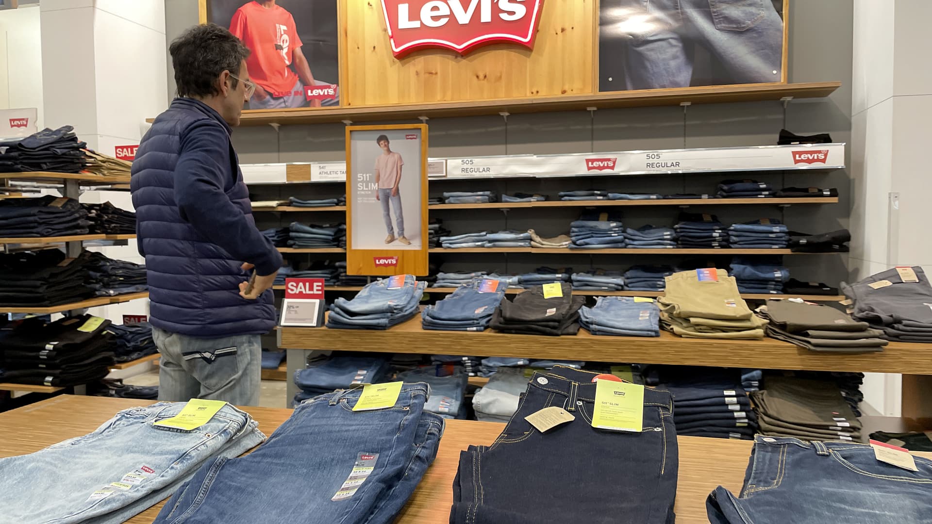 Levi's has run a worker savings program since 2015 but in recent years has participated in BlackRock's initiative. Pictured, a Levi's display at a Kohl's in San Rafael, California.
