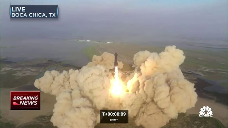 SpaceX's Starship, the most powerful rocket ever built, blasts off