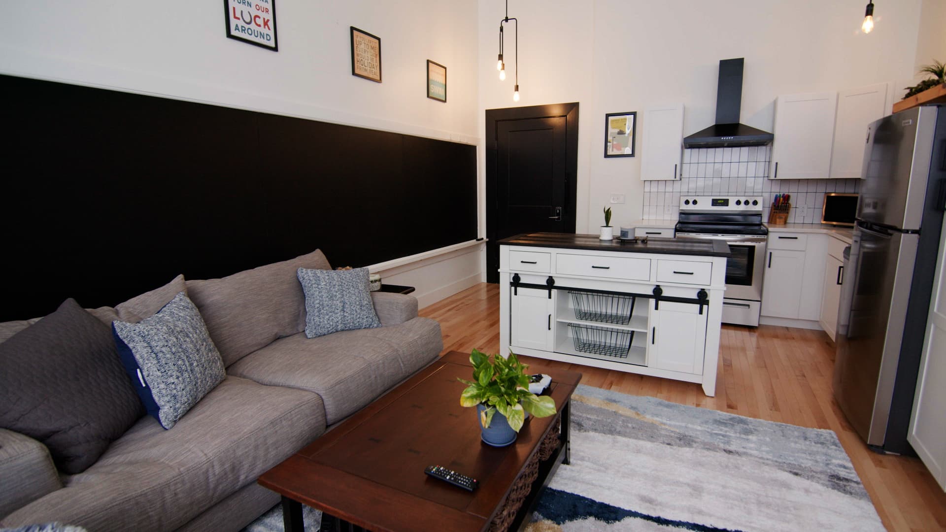 The one-bedroom apartments still have the original chalkboards.