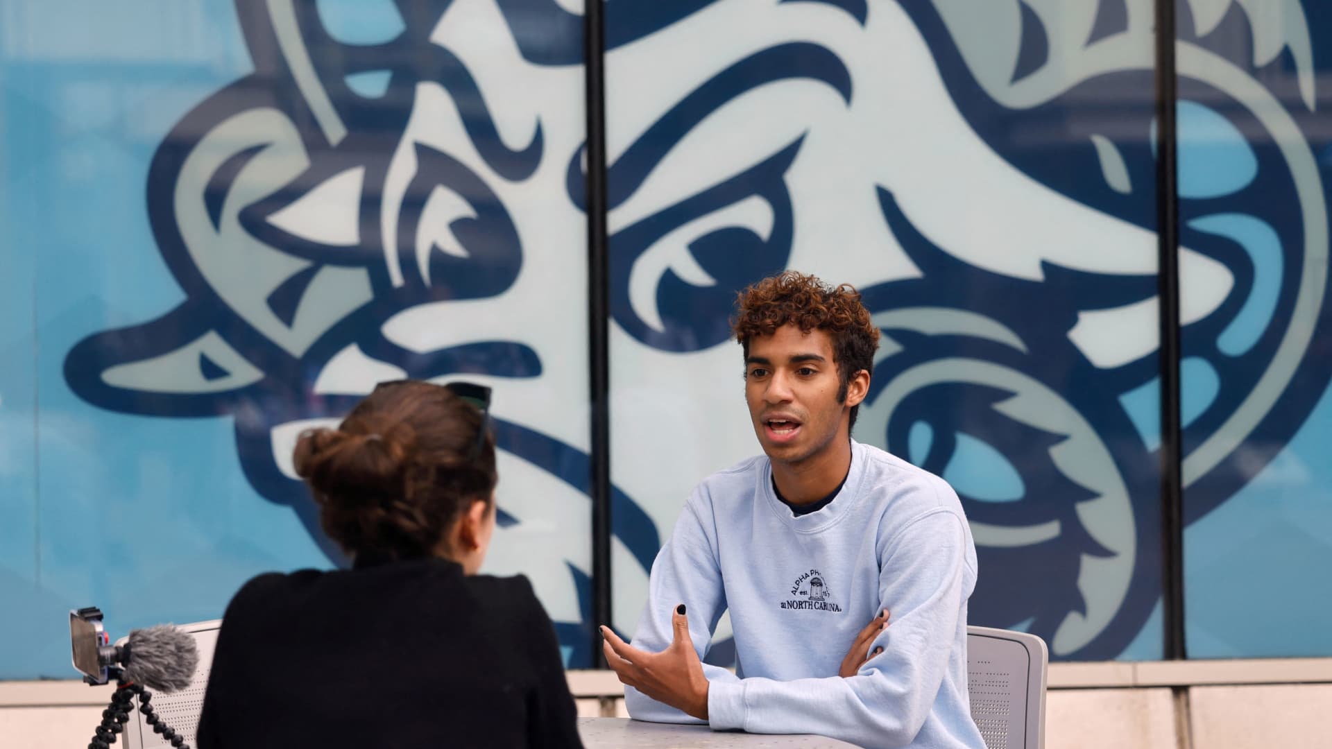 Jean Camejo, a student at the University of North Carolina, speaks on campus to Reuters about affirmative action as the Supreme Court weighs the issue of race-conscious admissions to colleges, in Chapel Hill, North Carolina, U.S., March 28, 2023. 