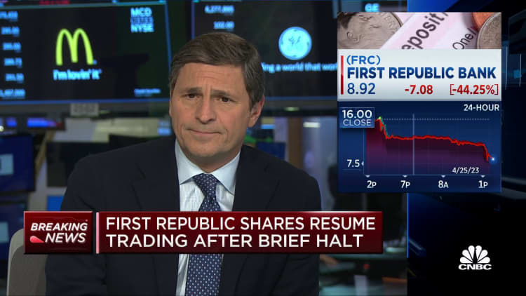 First Republic shares resume trading after brief halt
