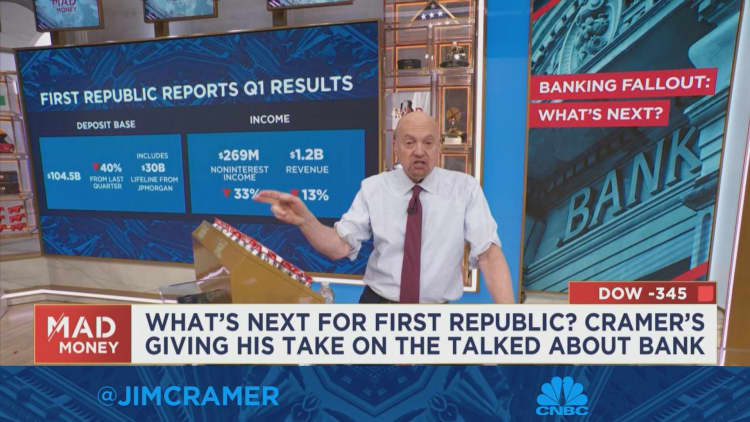 Cramer's gives his take on First Republic Bank after it reported a huge deposit drop